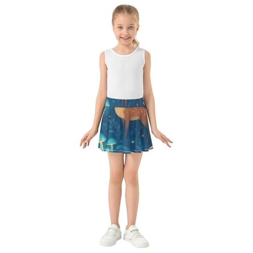 Athletic Shorts for Girls Skorts Skirts with Shorts Casual Flowy Skirt Blue Mushrooms Cute Rabbit Deer 3t3