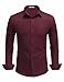COOFANDY Mens Dress Shirts Long Sleeve Slim Fit Dress Shirts for Men Wrinkle Free Button Down Shirt Wine Red