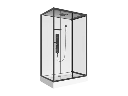 Vente-unique-Cabina de ducha de hidromasaje rectangular - Instalación reversible - Ancho 110 x Prof. 80 x Alt. 215 cm - SULIPA