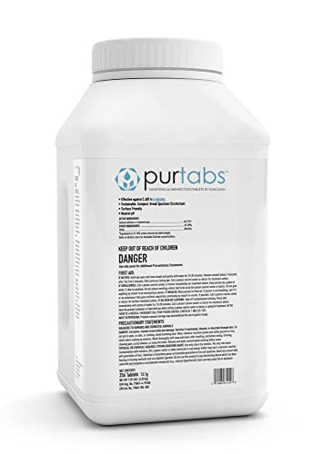 PurTabs 13.1G Sporicidal NaDCC Tablet Disinfectant - Multipurpose, Concentrated Dissolving ...