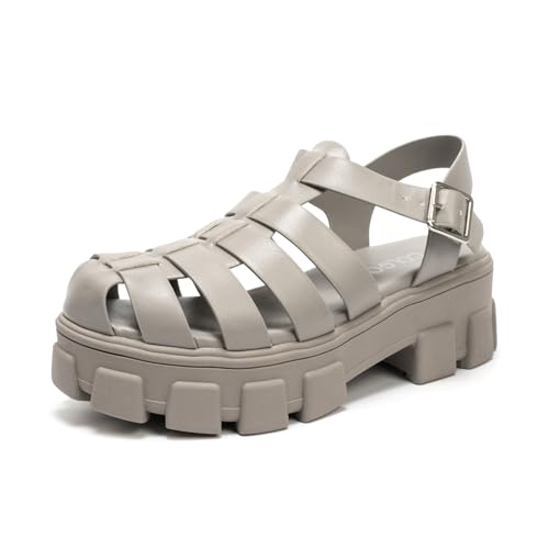 Image of Colgo Womens Platform Wedge Sandals Chunky Block Heeled Adjustable Buckle Fisherman Sandals for Summer