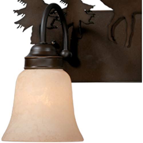 Image of 2 Light Rustic Bathroom Vanity Lighting Fixture in Bronze, Rustic Tree Bath Vanity Wall Light Lamp Moose Lighting Deer Lighting Bear Wall Light Vanity Light Lamp