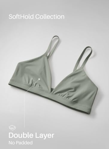 Image of CRZ YOGA Softhold Triangle Bralette | Double Lined, Light Support, Non Padded, Wireless, Casual, Ultra-Soft, V Neck, Adjustable Square Back, Everyday Bra for Women