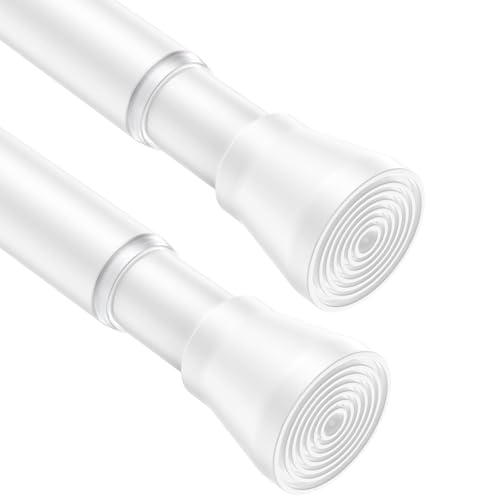Image of AIZESI Spring Tension Rods Adjustable Tension Curtain Rod Small Tension Rod No Drilling Expandable Spring Loaded Curtain Tension Rod?White,45 inch to 77 inch-2Pcs)