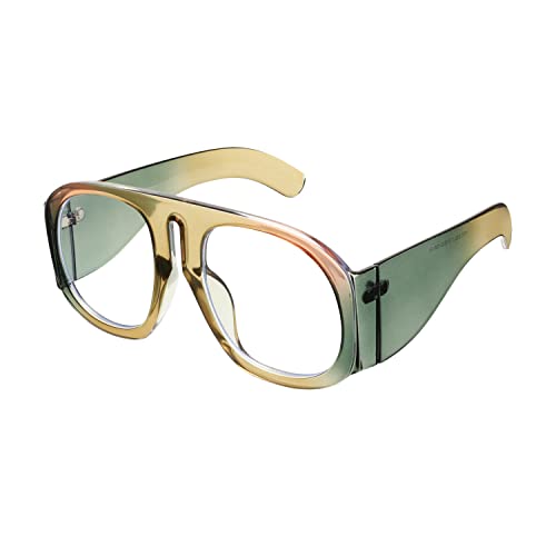 Image of FEISEDY Oversized Blue Light Blocking Glasses Women Men Big Plastic Aviator Frame Eyewear Clear Lens Computer Glasses B2371