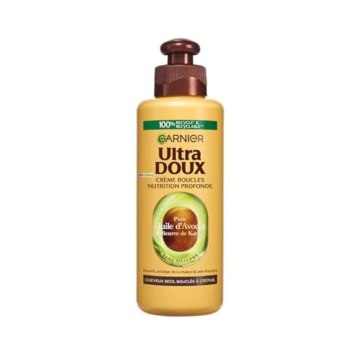 Garnier Ultra Doux mit Avocadoöl und Sheabutter – Pflegecreme ohne Ausspülen, gelocktes bis lockiges Haar, 200 ml
