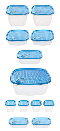 MyChoice Food Containers (Mixed Sizes: 2.89L to 278ml | Pack of 12) Microwave Safe Storage Box Set Airtight Snap-On Lids with Steam Release Vent Leakproof Plastic Container BPA and Phthalate Free