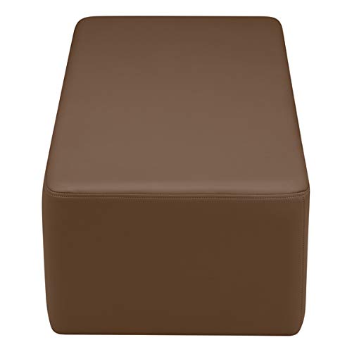 Image of Sprogs 12 inch H Structured Rectangle Stool -Flexible Modular Collaborative Soft Seating for Office, Home, Lounge and School Classrooms with Durable Frame & Set of 2 inch Legs Add-on - Chocolate