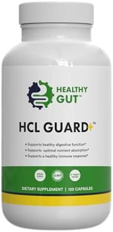 Healthy Gut HCL Guard  Promueve la función digestiva saludable  Clorhidrato de betaína raíz de jengibre orgánico y DGL y pepsina  60 porciones