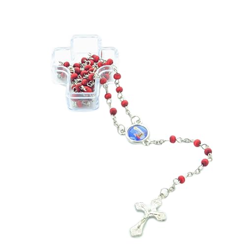 Rosario De Madera Del Padre Pío Perfumado A Violeta - Con Caja, Para Devoción Y Regalo Cristiano