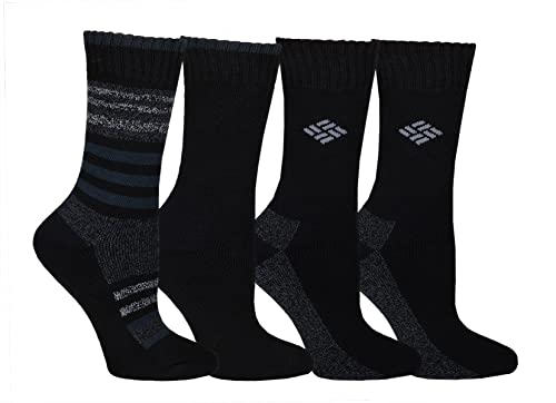 Columbia Womens Moisture Control Crew Socks, 4-Pair, 4 Pack-Black #TOP2