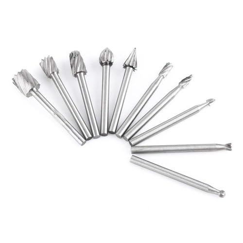 Set de 10 fresas de carburo de tungsteno 1/8 pulg. doble corte miniatura 3