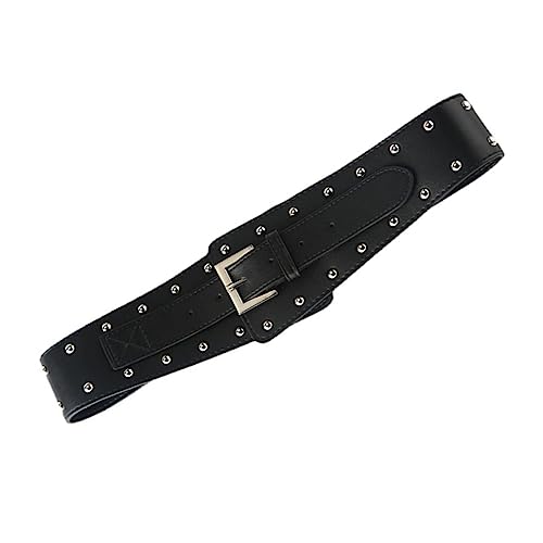 BESPORTBLE Punk Oblique Leather Waist Belt for Women All Match PU Belt with Mushroom Studs Stylish Accessory for Casual and Fashion Outfits