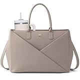 LOVEVOOK Laptop Tote Bag for Women with Large Cup Holder, 15.6 Inch PU Leather Work Bag Teacher Tote Bag, Waterproof Computer Bags Business Office Briefcase Handbag