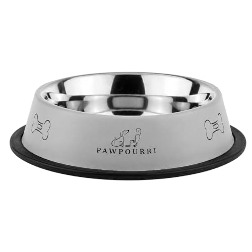 Image of Combo of Anti-Skid Feeding Bowls for Dogs, Cats & Puppy Pet Bowl Pack 2 Stainless Steel Pet Bowl (700 ml Each, Blue & White)