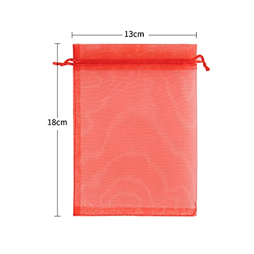 Ponpon 100pcs Assorted Color Organza Bags, 5x7 inches Mesh Bags Drawstring Bags for Candy Jewellery Random Color2