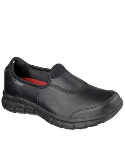 Skechers Women's Work Relaxed Fit: Sure Track Slip Resistant Sneaker, Slip On - Black/Black, US 6