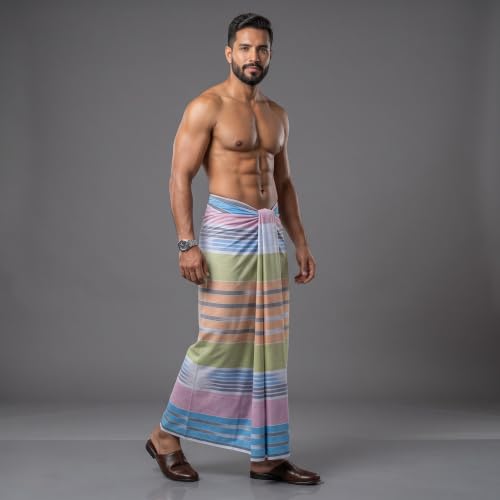 Image of Men's Cotton Lungi | Soft Breathable Wrap Around Lungi | Comfortable Daily & Home Wear for Men