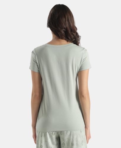 Image of Jockey RX12 Women Micro Modal Cotton Solid V Neck Half Sleeve T-Shirt