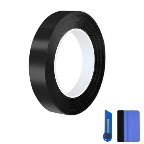 Gloss Black Vinyl Wrap Tape Roll, Self-Adhesive Black Out Chrome Delete Tape with Tool Kit Air Release Adhesive Detailing Wrap DIY Car Door Sill Window Trim Edge Guard Protective(3cm x 30feet)