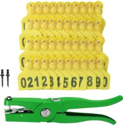Marques auriculaires bovins 01-100 en plastique jaune 4x4.8cm