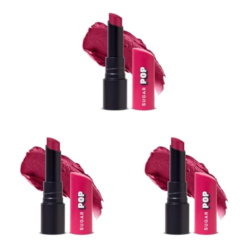 Image of SUGAR POP Ultrastay Transferproof Lipstick | 100% Transferproof | Waterproof Matte Lipstick | Vitamin E | 4 gm - 12 Berry Burst (Pack of 3)