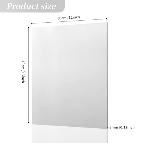 Image of 3 Pack Mirror Acrylic Sheets, 12 inch x 12 inch Opaque Glossy Mirror Plastic Sheet with 1 /8 Inch(3mm) Thickness, Rigid Tinted Mirror Acrylic for Cutting, Sawing, Laser Cutting (3, Silver, 12X16)
