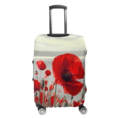Red Poppy Flower Luggage Cover, Washable Elastic Suitcase Cover Protector Fit 18-32 Inch Luggage4