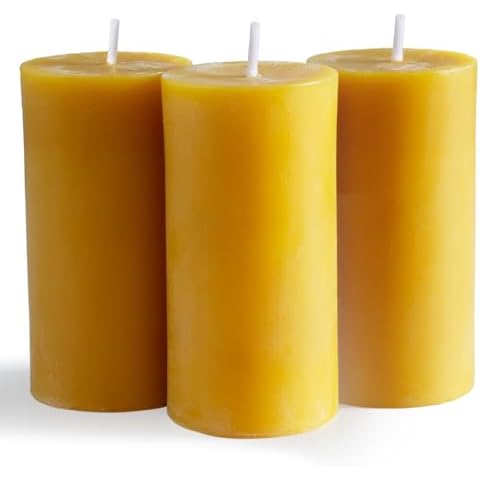 CANDWAX Beeswax Pillar Candles Set of 3 Cover
