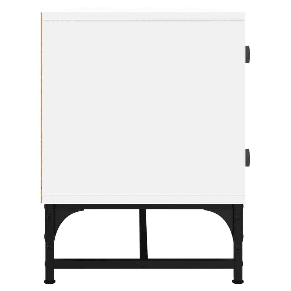 Szafka TV ze szklanymi drzwiami, biała, mebel telewizyjny, stół do salonu, gabinetu, 102 x 37 x 50 cm
