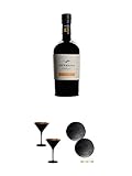 lufthansa cocktailservice  Lufthansa Classic Cocktail 0,5 Liter + Stölzle Cocktail-und Martiniglas Olympic Serie 2 Stück schwarz - 1409425 + Schiefer Glasuntersetzer RUND ca. 2 x 9,5 cm Durchmesser