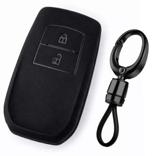 Image of JVCV Soft TPU Cover Compatible with Toyota Fortuner, Hilux, Innova Crysta, Fortuner Legender, Innova HyCross, Land Cruiser 2 Button Smart Key | Scratch-Resistant Case (2B Matte Black Style A)