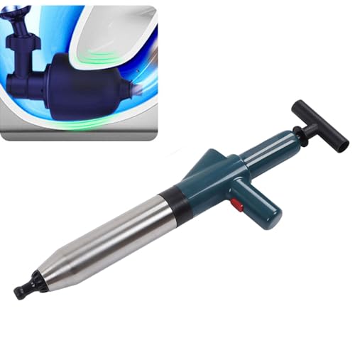 Air Drain Unblocker Stainless Steel High Pressure Drain Blaster Plunger Pipe Unclogging Tool for Toilets Bathroom Floor Drain Clogged Kitchen Pipe