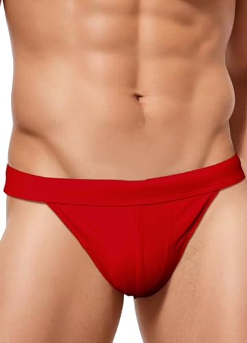 FEOYA Men Bikini Swim Briefs Low Rise Drawstring Swimsuits Hot Body Solid Beach Bathing Suit Swimwear