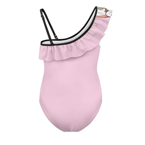Jeiento Girls One Piece Swimsuit Dog Print Beach Bathing Suit One Shoulder Swimwear with Ruffled Adjust Strap Cute Swim Wear2