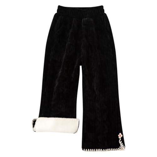 Pantalon bootcut filles à taille élastique en polaire chaude
