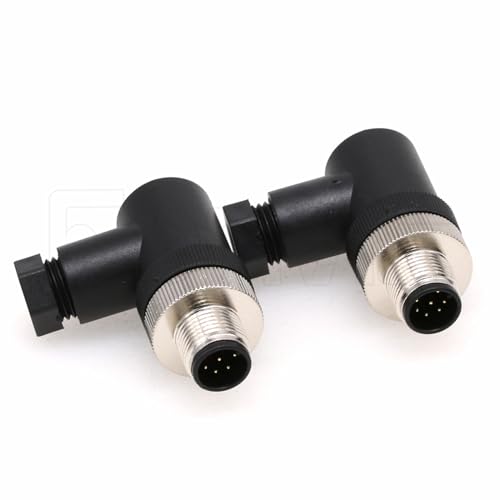 Image of M12 8 Pin Male Connector, 12mm A Code IP67 30V 2A AC /DC Industrial Circular Connector, Unshiled Field Assembly Wireable Sensor Right Angle 2pcs