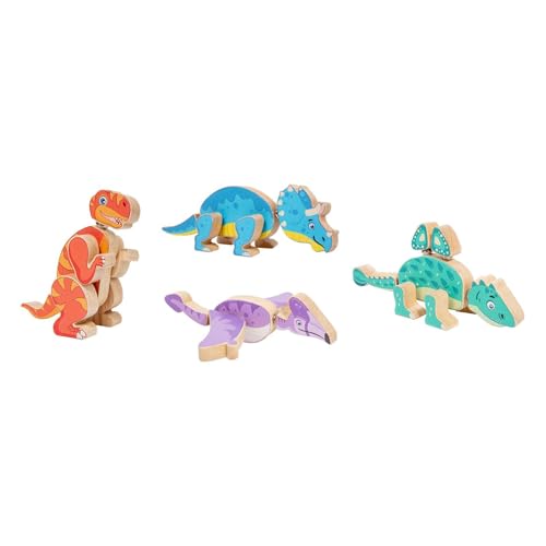 Jouet de motricité fine en bois : 4 dinosaures à emboîter pour s'amuser au salon