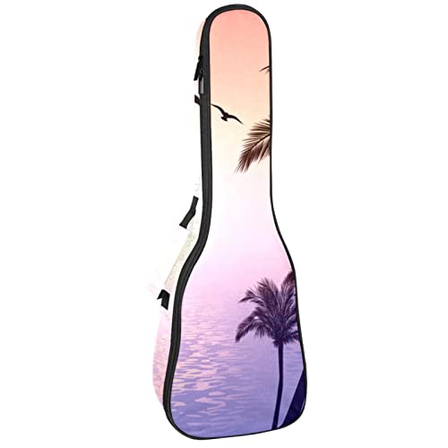 Sac rembourré de 10 mm pour ukulélé de concert imprimé d'une scène tropicale