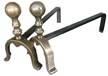 Alari para chimenea Chimenea de latón bruñido y hierro estilo clásico