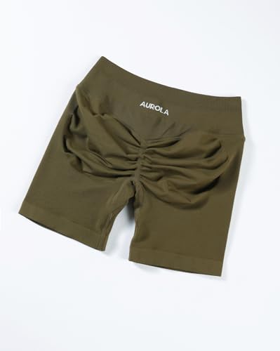 Image of AUROLA Influence Workout Shorts for Women,2.5 3.5 4.5 5.5 6.5 No Roll Up Squat Proof Scrunch Seamless Compression Gym Short