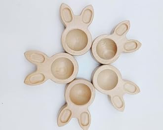 Wooden Eggs Cup Egg Holder Rabbit Eggs Cup Easter Bunny Egg Stand Decoration Easter Egg Cup Creative Easter Gift Set of 2