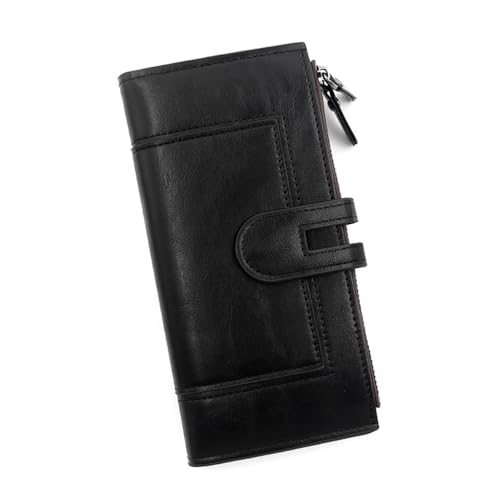 PU Leather Long Wallet for Women Vintage Checkbook Wallets with Card Holder