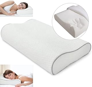 Cervical spine pillow for neck pain, shoulder pain - Orthopaedic memory foam support for side and back sleepers - Doctor recommended contour (Original Wave Design)