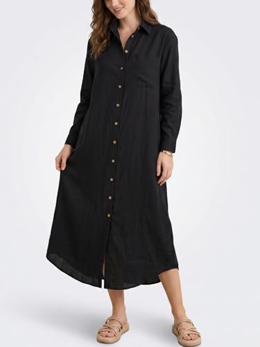 Image of Kuraki Women's Casual Print Button Front Maxi Shirt Dress