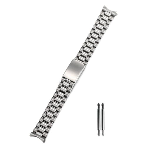 TOMIYOY Curved End 18MM 19MM 20MM Brush Polish Solid Stainless Steel President Watch Strap Band bracelet Fit For Rlx Skx Mechanical watch