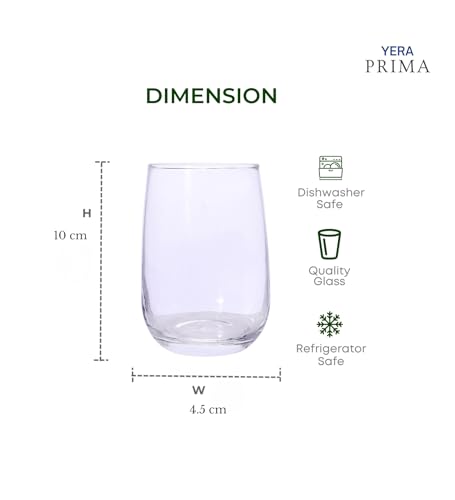 Image of Yera Prima Aqua Water /Juice /Cocktail Glasses- 260 ml Each -Set of 4 pcs
