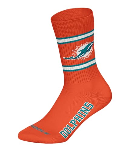 NFL Unisex Miami Dolphins 3pk Crew Socks, Teal-White-Oranje, 43-46 (3er Pack)