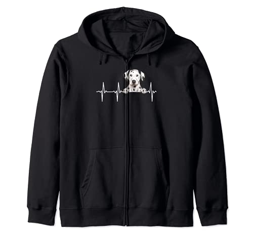 Funny Dog Heartbeat For Dalmatian Lovers Zip Hoodie, Black