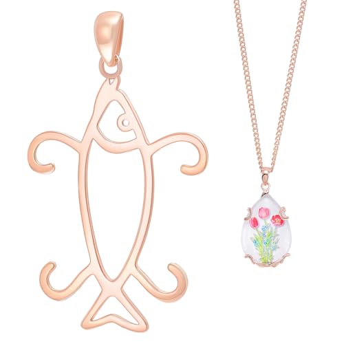 BENECREAT 925 Colgante de Plata de Ley con Forma de Pez Y Dos Garras, Colgante Giratorio Hecho A Mano para Hacer Collares Y Joyas con Pepitas., 33x22x1mm de Oro Rosa